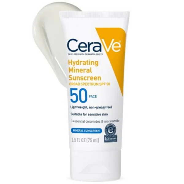cerave hydrating mineral sunscreen spf 50 tube front