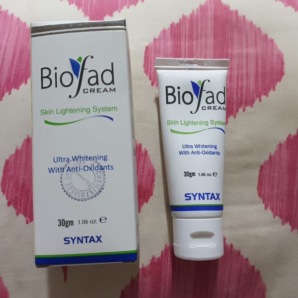 showing biofad cream packaging