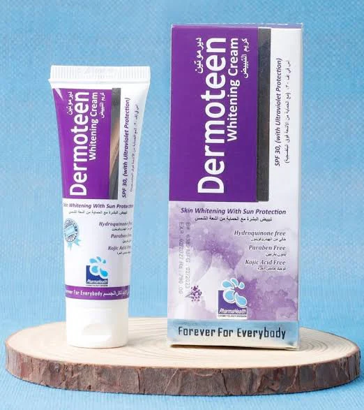 dermoteen whitening cream tube and carton